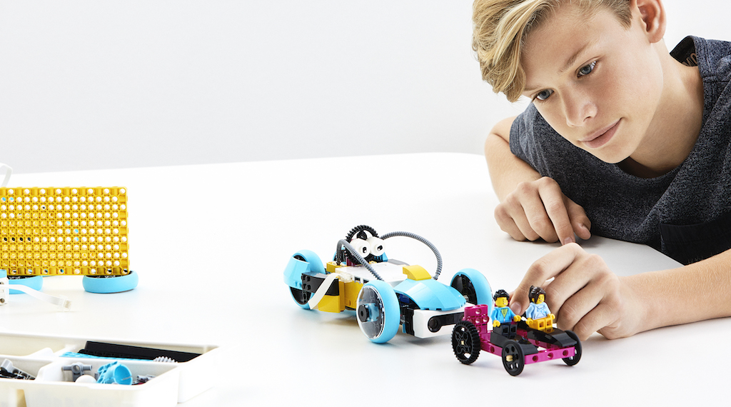 Middle school boy builds and learns with LEGO® Education SPIKE™ Prime